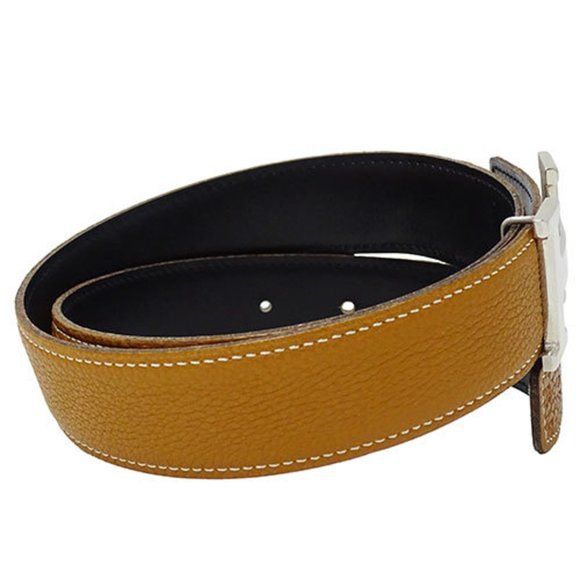 Hermes HERMES Belt Constance H Women's Men's Togo Box Calf Gold Black Leather... - Picture 2 of 9